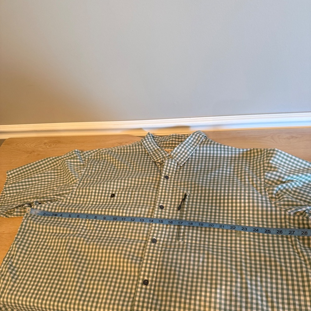 Redhead Mens Green Gingham Short Sleeve Button Down Utility Shirt Size XXL - Picture 3 of 8